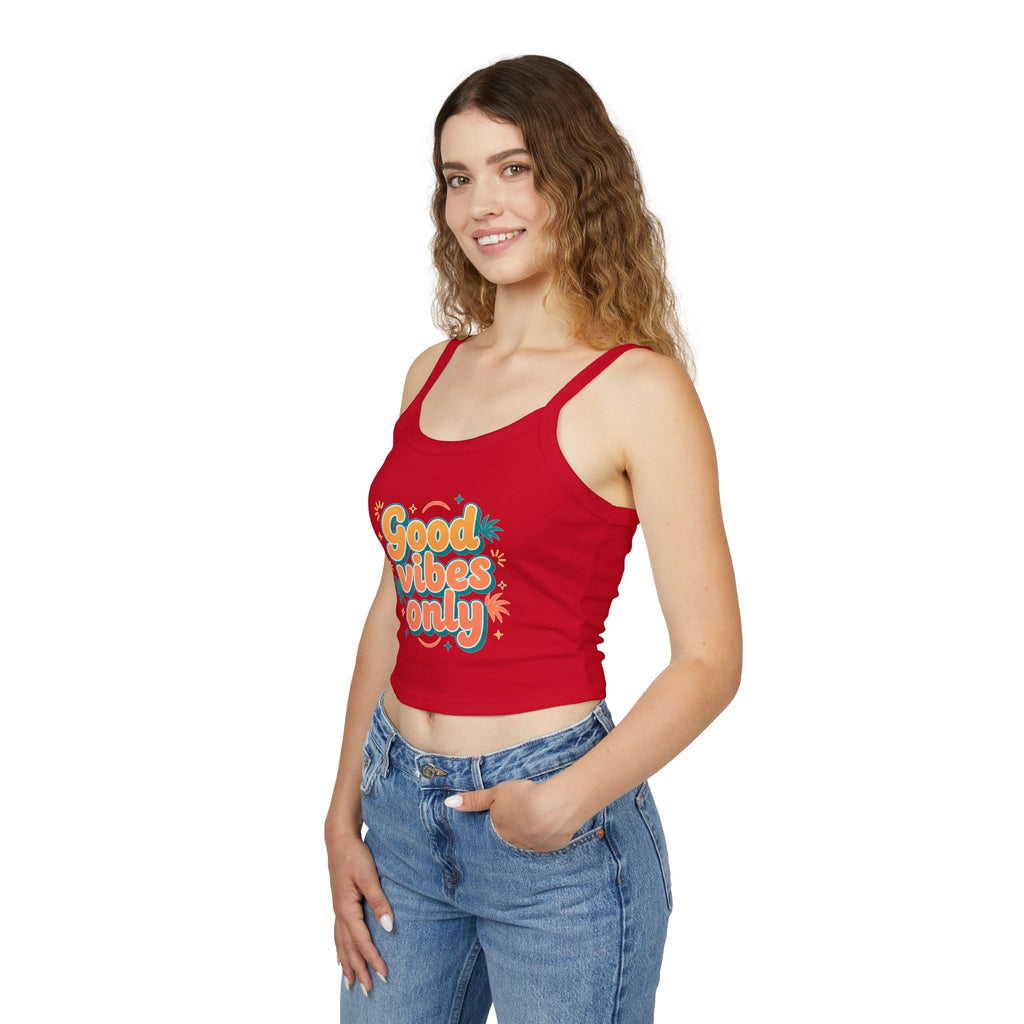 Good Vibes Only Spaghetti Tank — Women's Graphic Tank Top