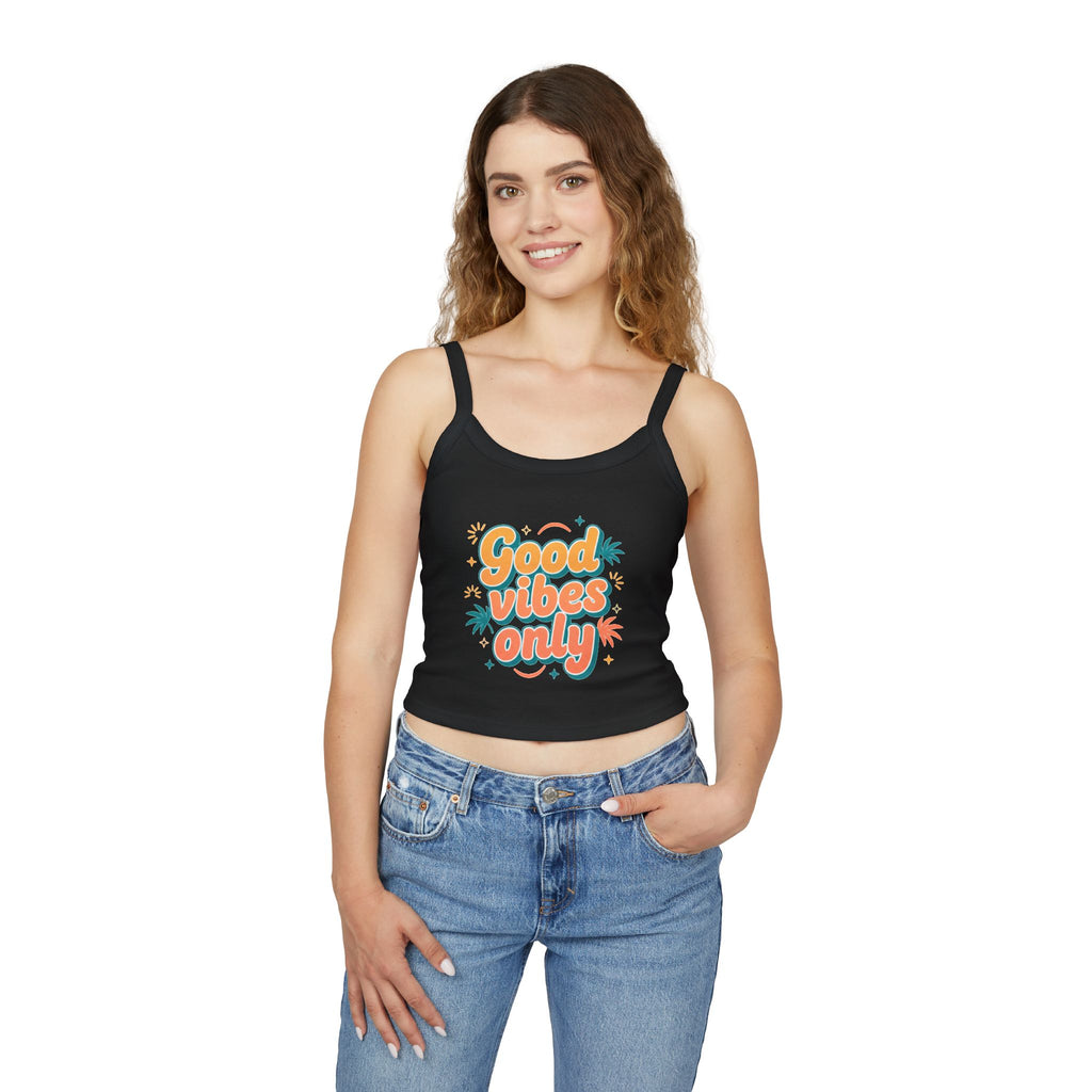 Good Vibes Only Spaghetti Tank — Women's Graphic Tank Top