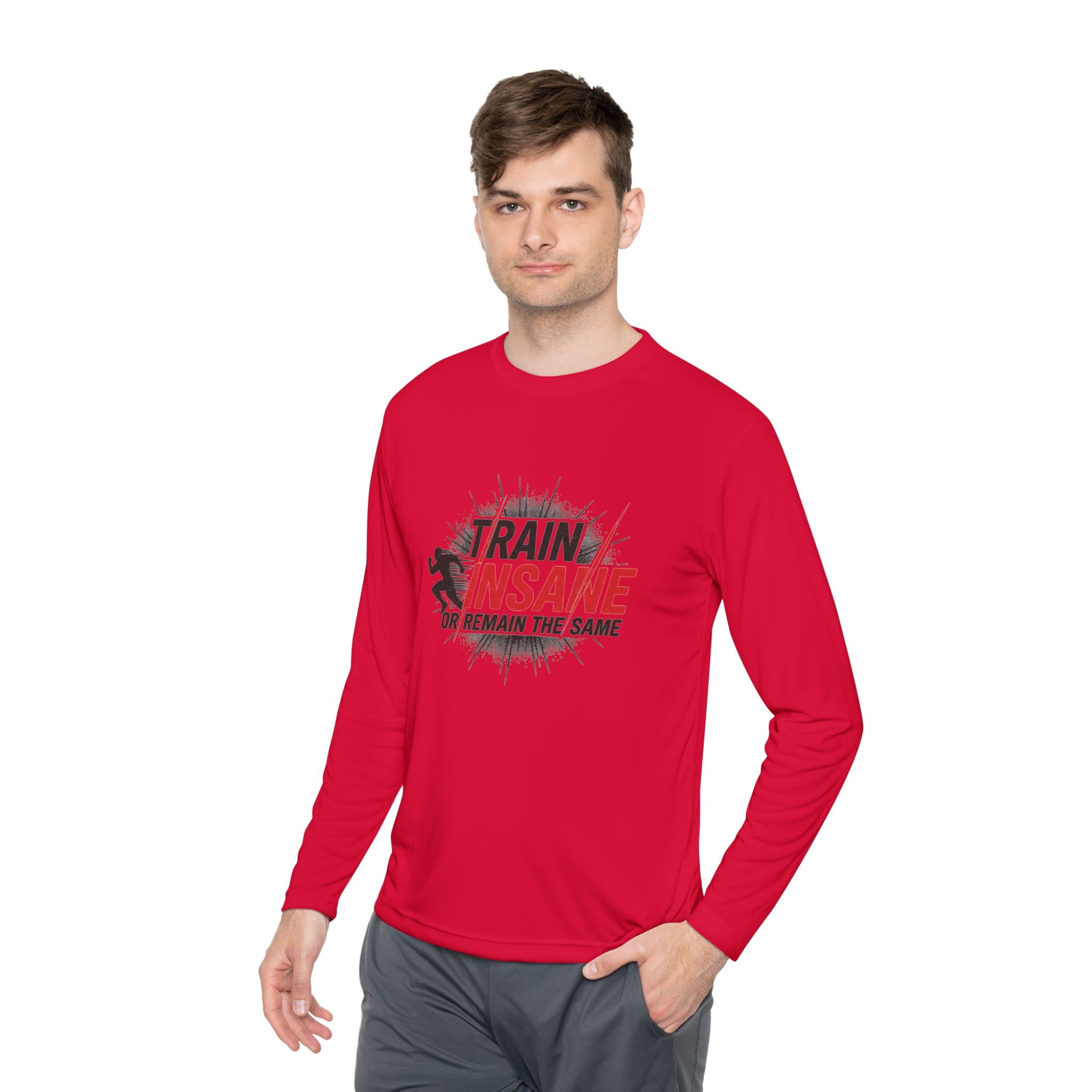 Train Insane Long Sleeve Tee — Motivational Gym Workout Shirt