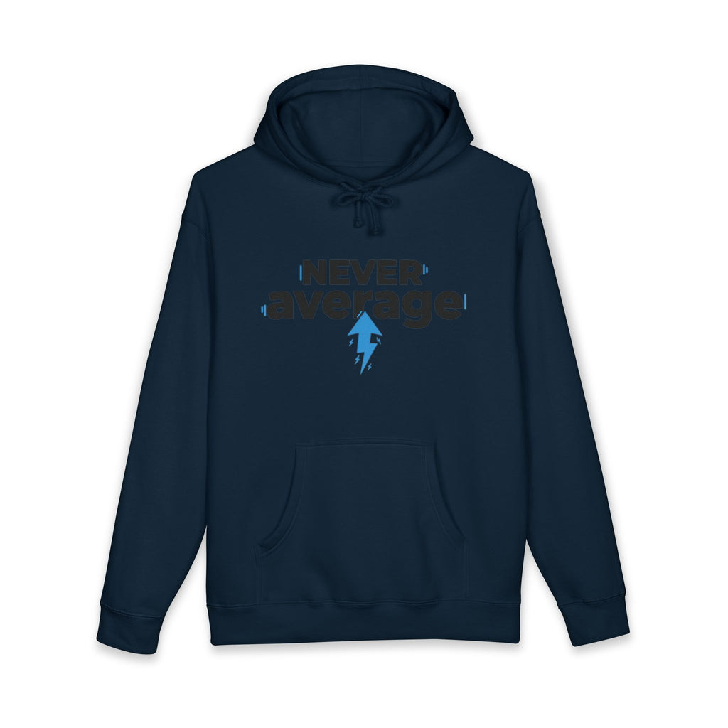 Never Average Hoodie — Motivational Lightning Bolt Pullover
