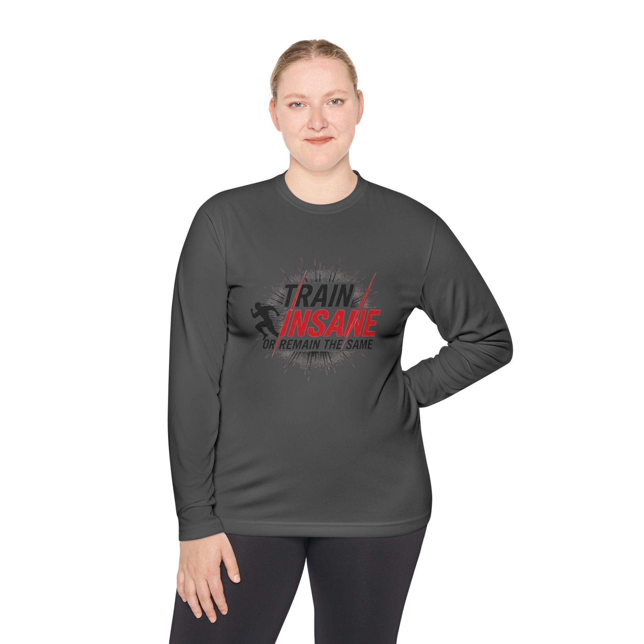 Train Insane Long Sleeve Tee — Motivational Gym Workout Shirt