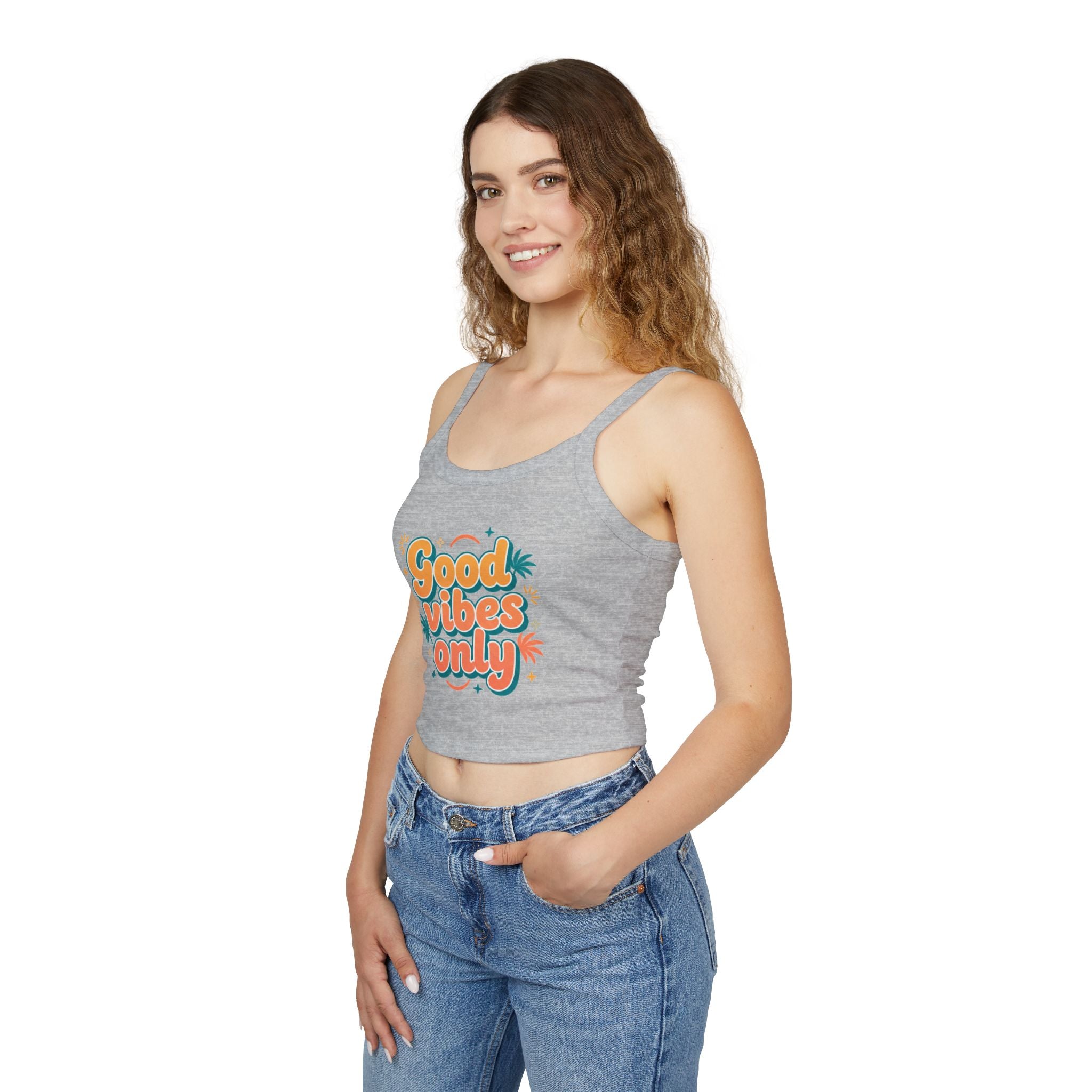 Good Vibes Only Spaghetti Tank — Women's Graphic Tank Top