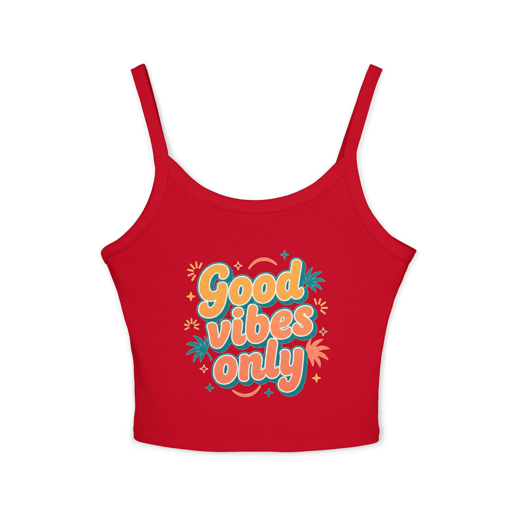 Good Vibes Only Spaghetti Tank — Women's Graphic Tank Top