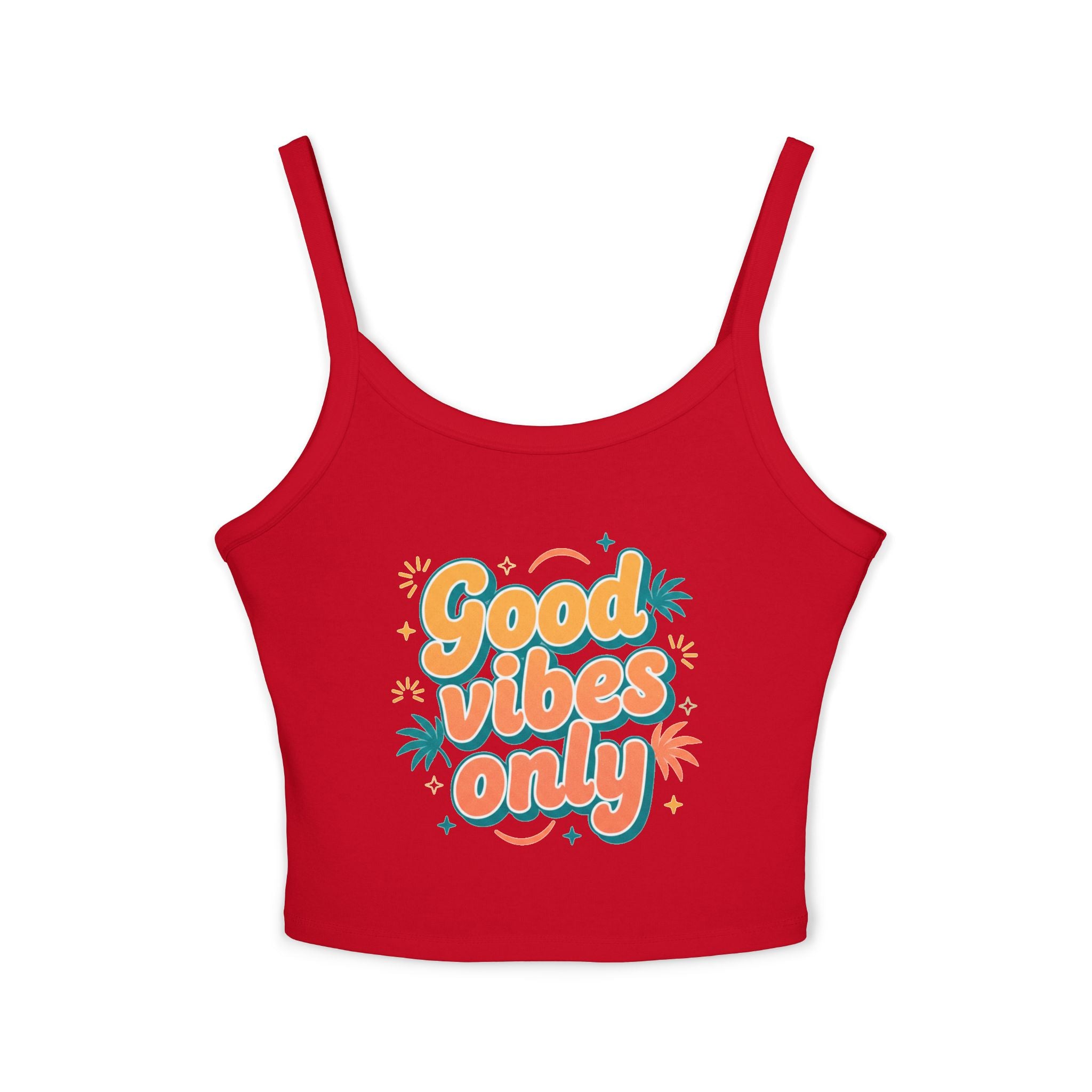 Good Vibes Only Spaghetti Tank — Women's Graphic Tank Top