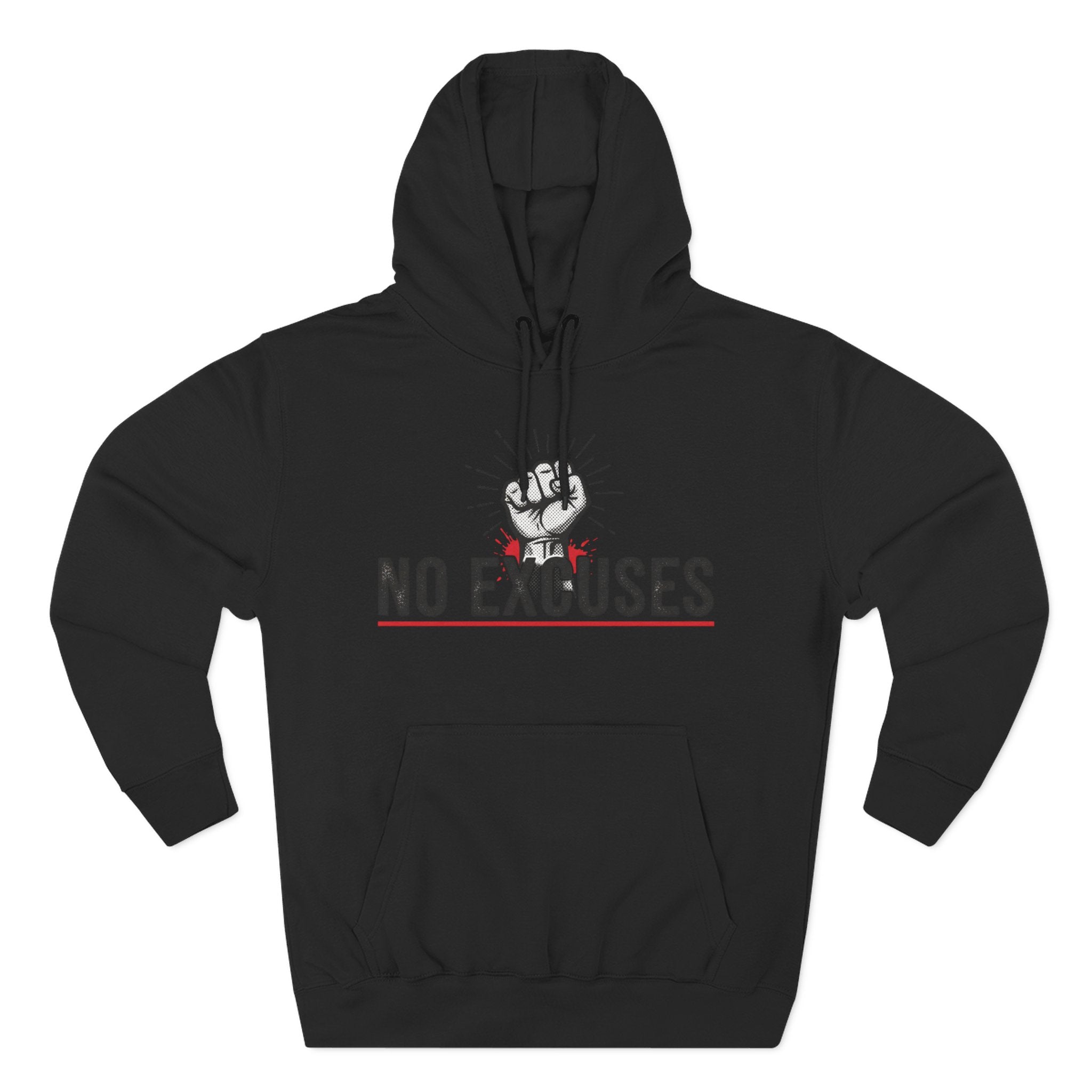 No Excuses Hoodie — Motivational Fist Graphic Pullover