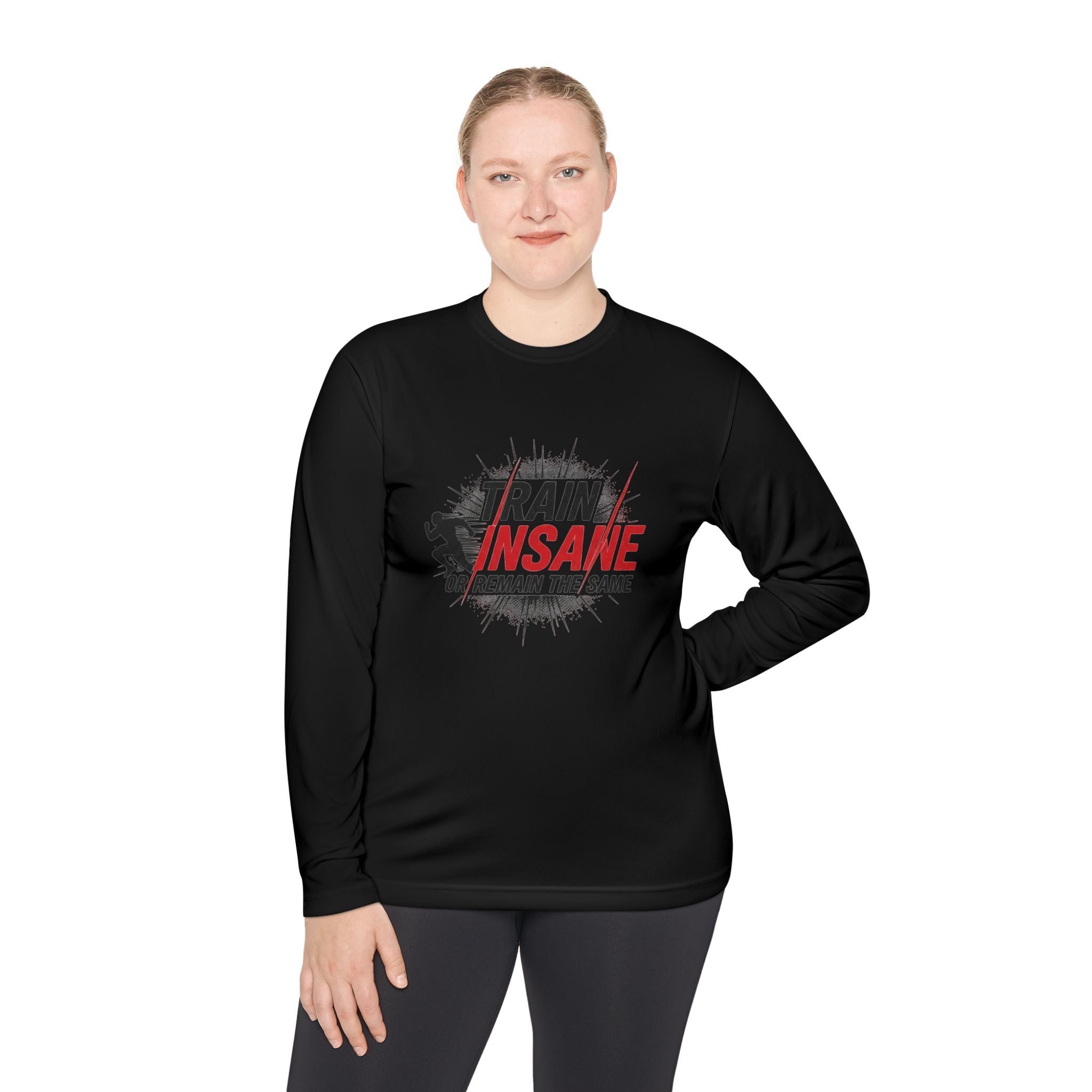 Train Insane Long Sleeve Tee — Motivational Gym Workout Shirt