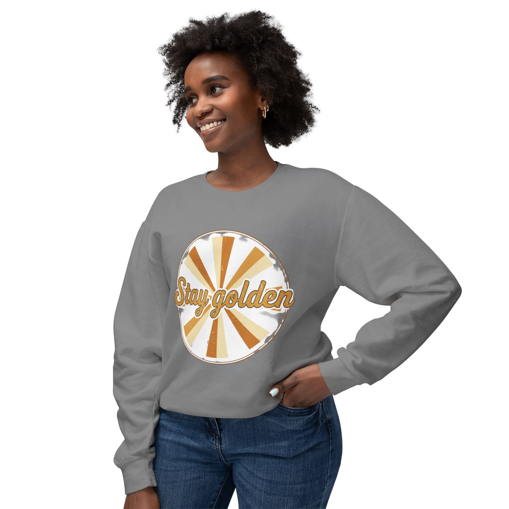 Stay Golden Crewneck Sweatshirt — Retro Sunburst Graphic