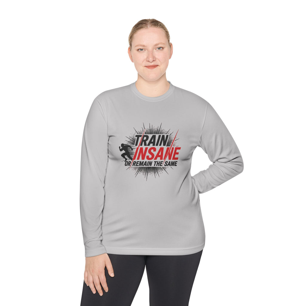 Train Insane Long Sleeve Tee — Motivational Gym Workout Shirt