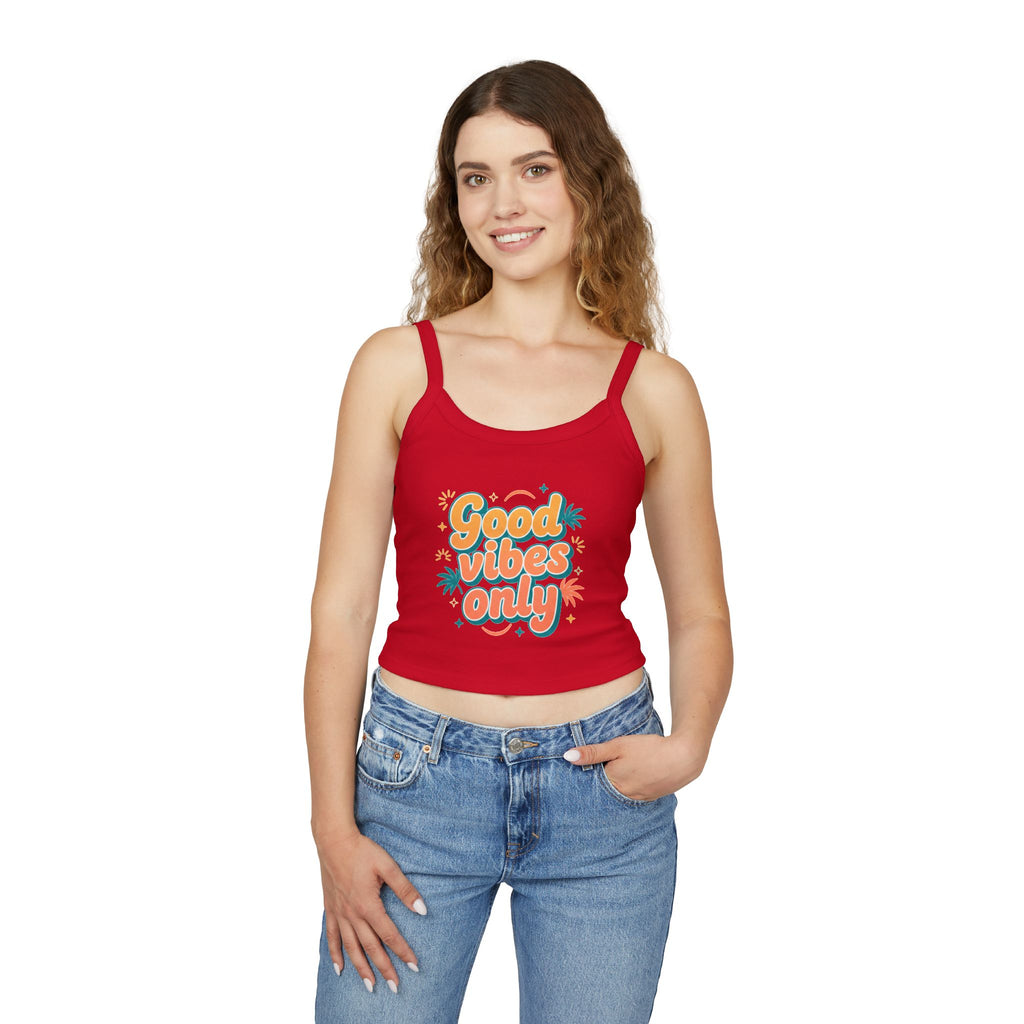 Good Vibes Only Spaghetti Tank — Women's Graphic Tank Top