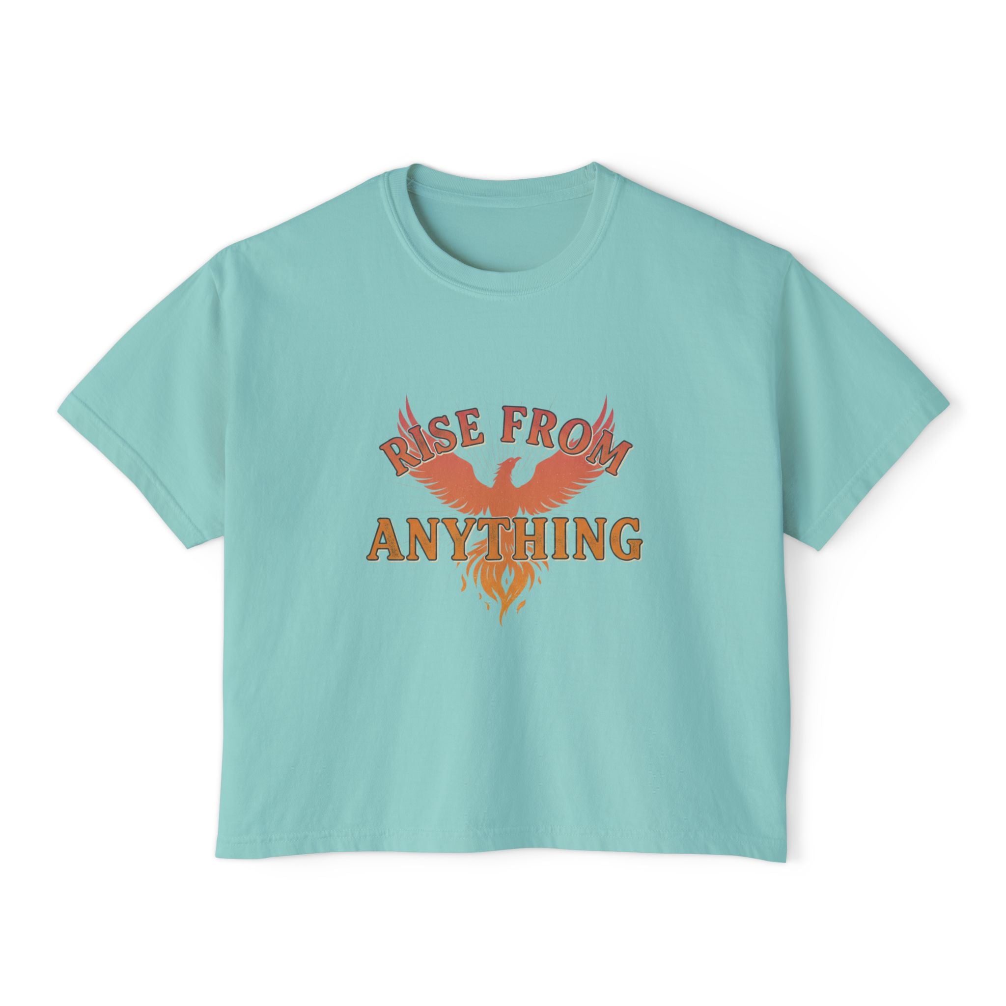 Rise From Anything Boxy Tee — Phoenix Graphic Inspirational Women's Crop T-Shirt