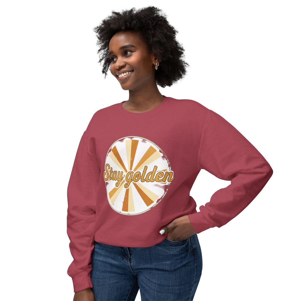 Stay Golden Crewneck Sweatshirt — Retro Sunburst Graphic