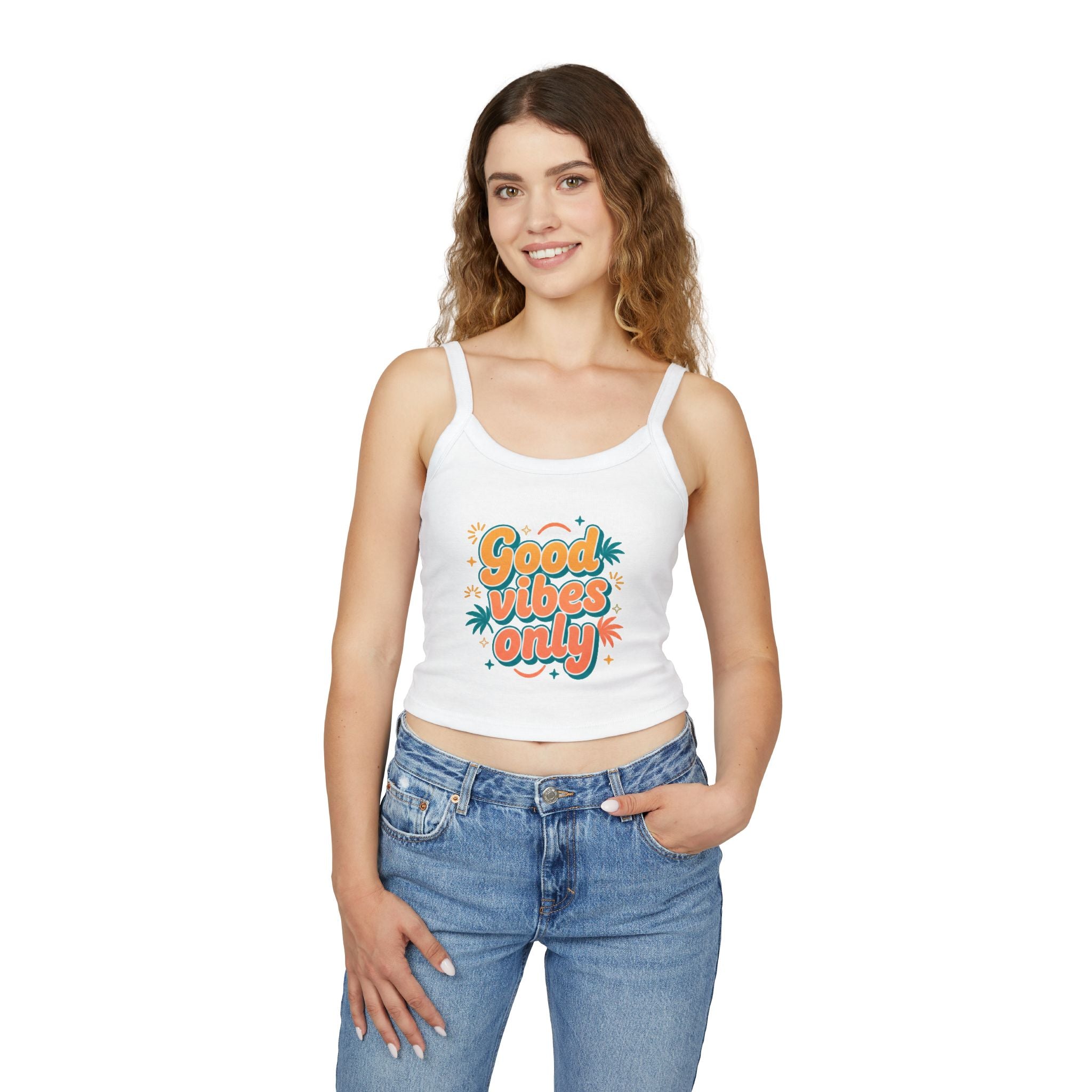 Good Vibes Only Spaghetti Tank — Women's Graphic Tank Top