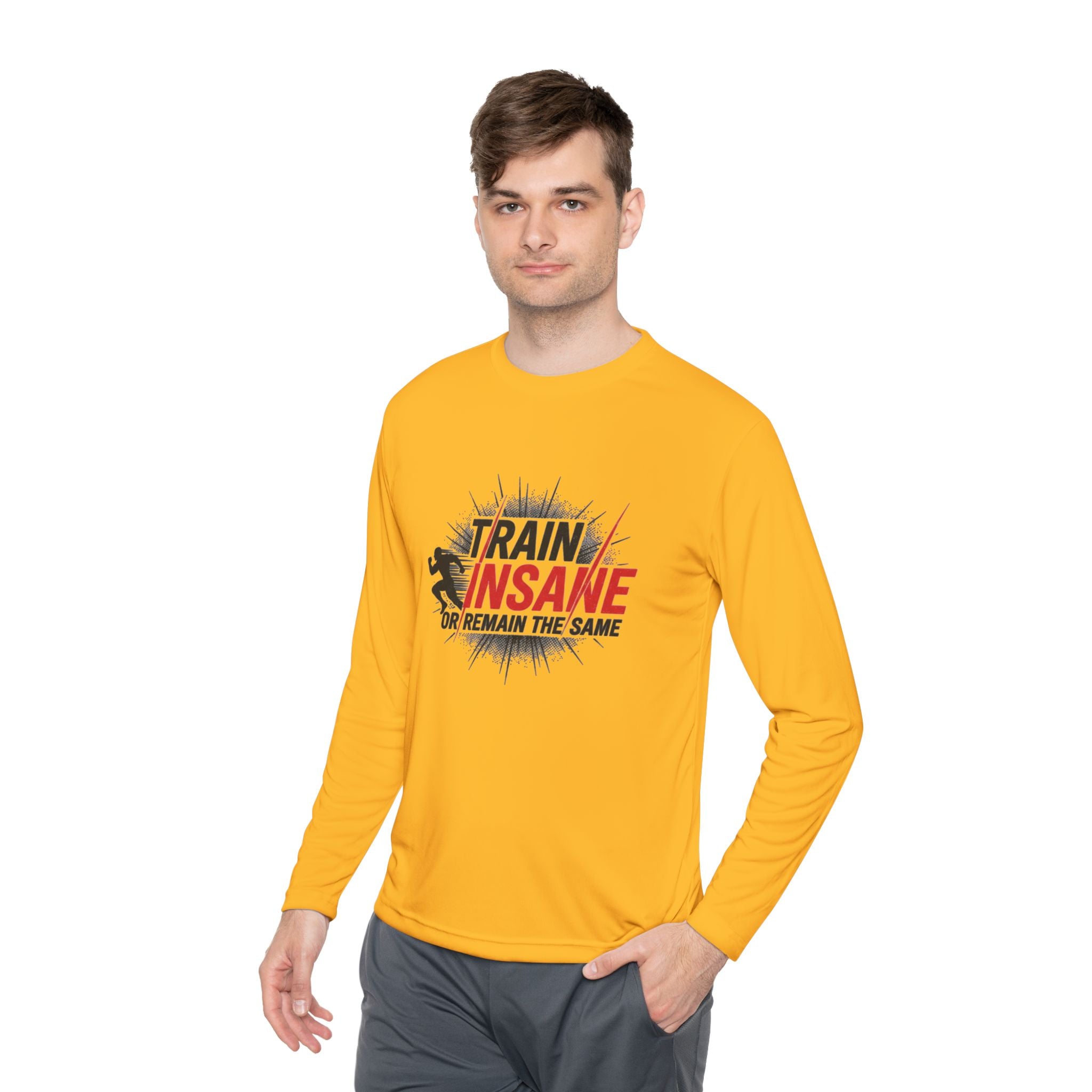 Train Insane Long Sleeve Tee — Motivational Gym Workout Shirt