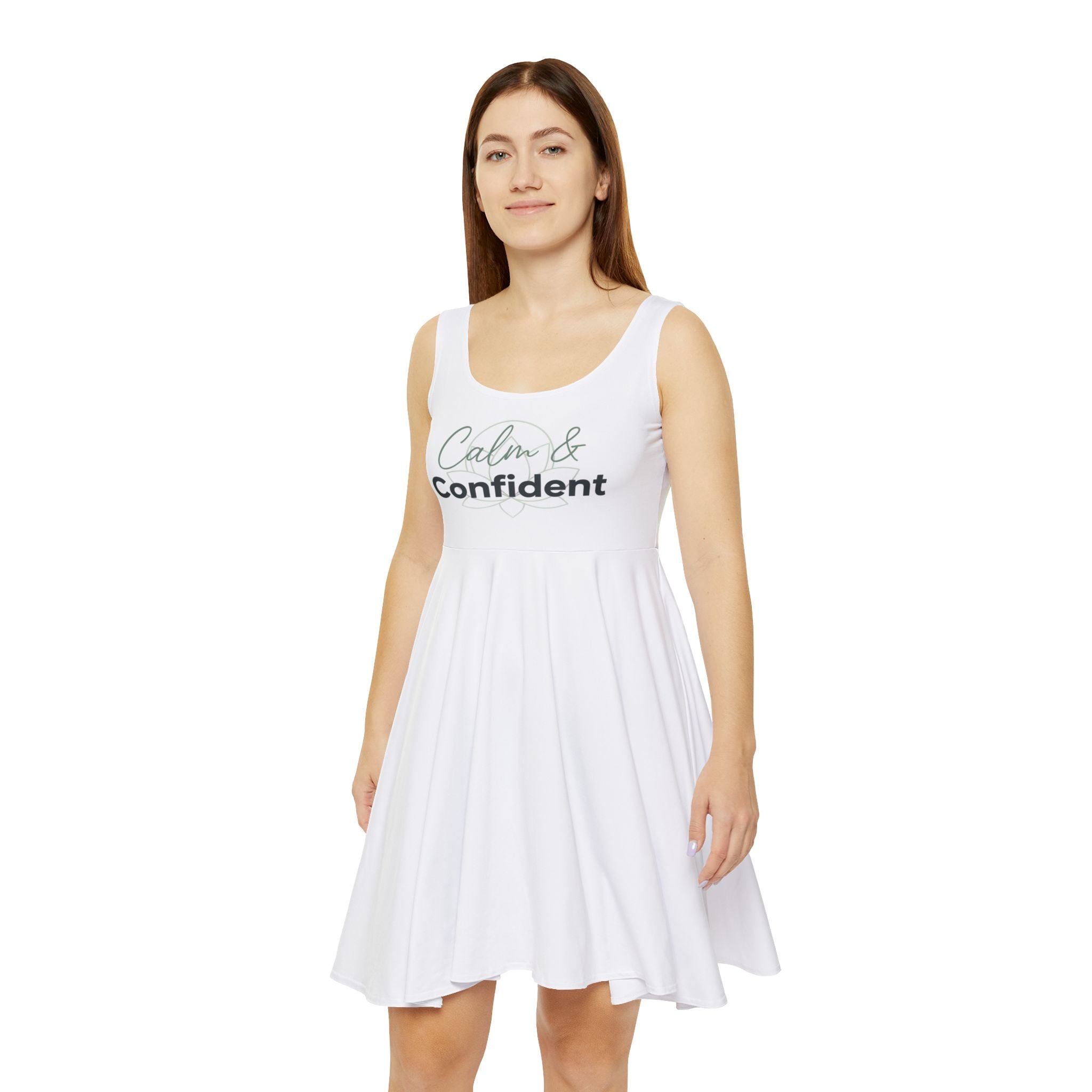 Calm & Confident Women's Skater Dress — Inspirational Casual A-Line Dress