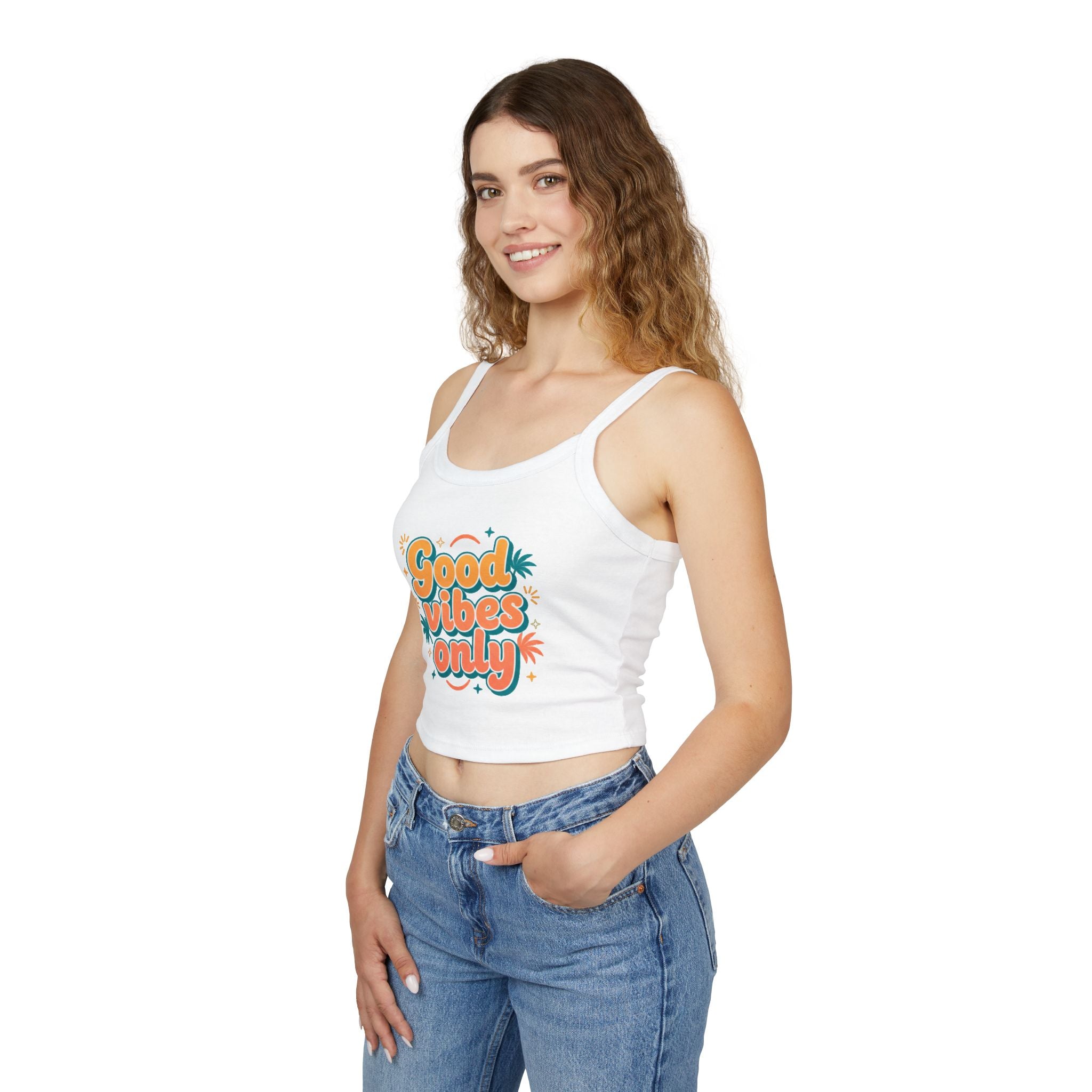 Good Vibes Only Spaghetti Tank — Women's Graphic Tank Top