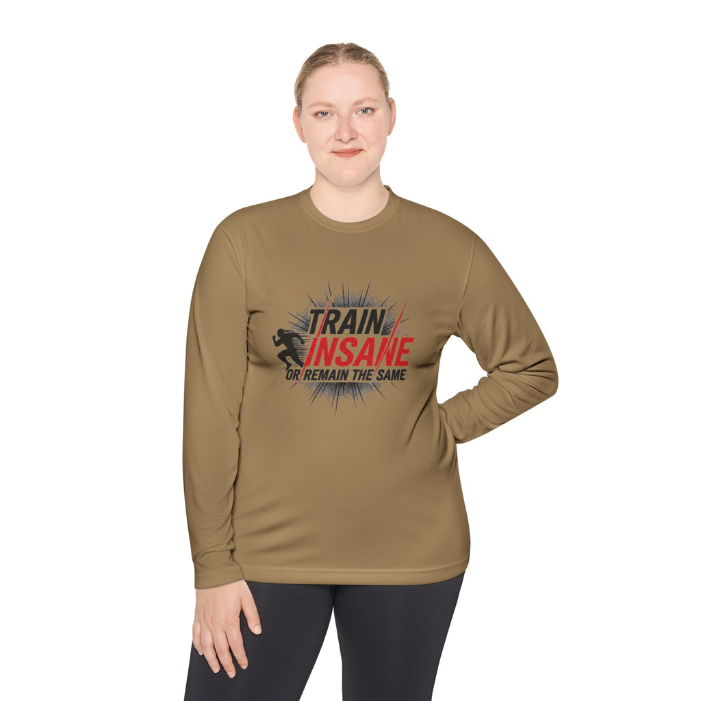 Train Insane Long Sleeve Tee — Motivational Gym Workout Shirt
