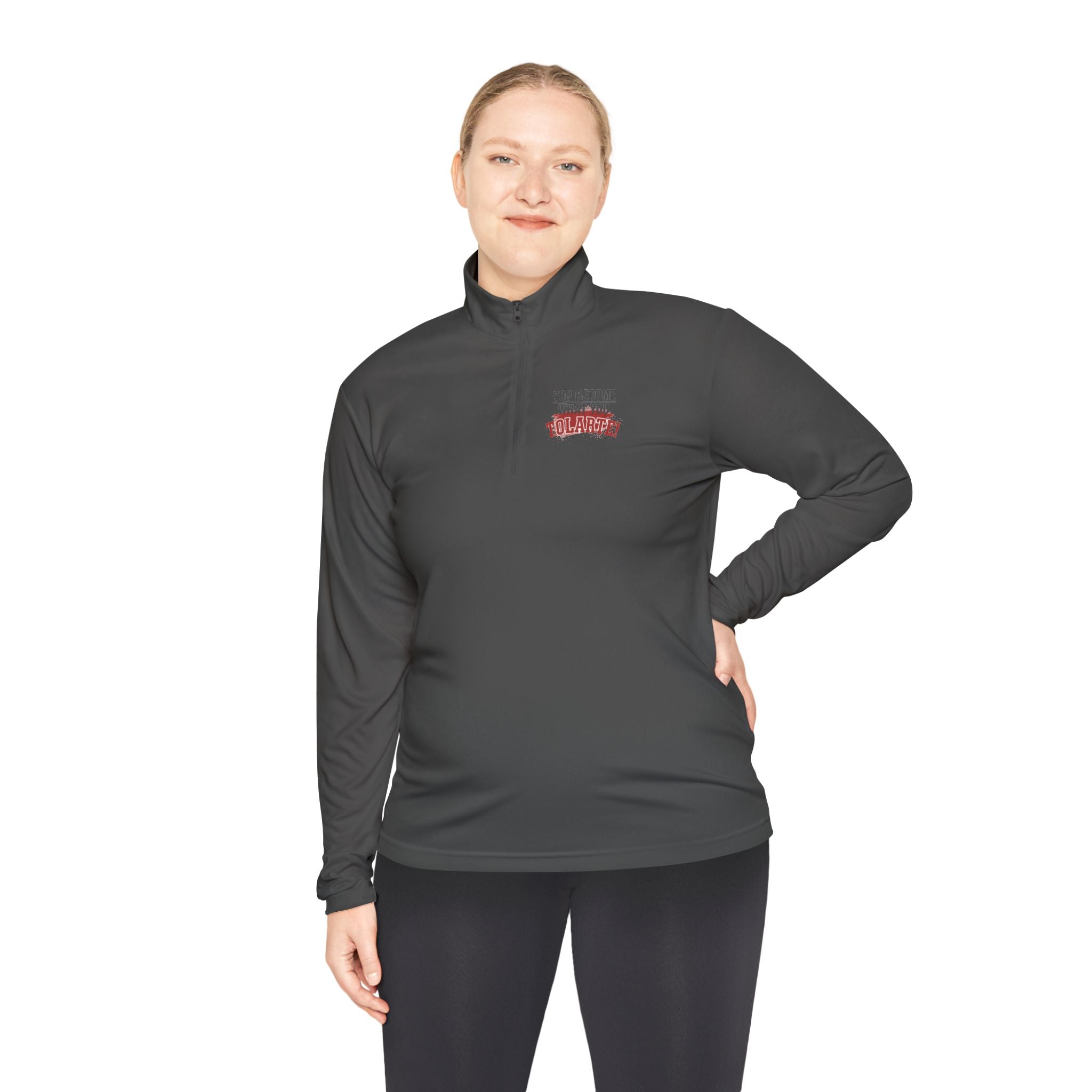Quarter-Zip Pullover - Vintage ‘I Survived’ Graphic Chest Logo, Casual Retro Pullover