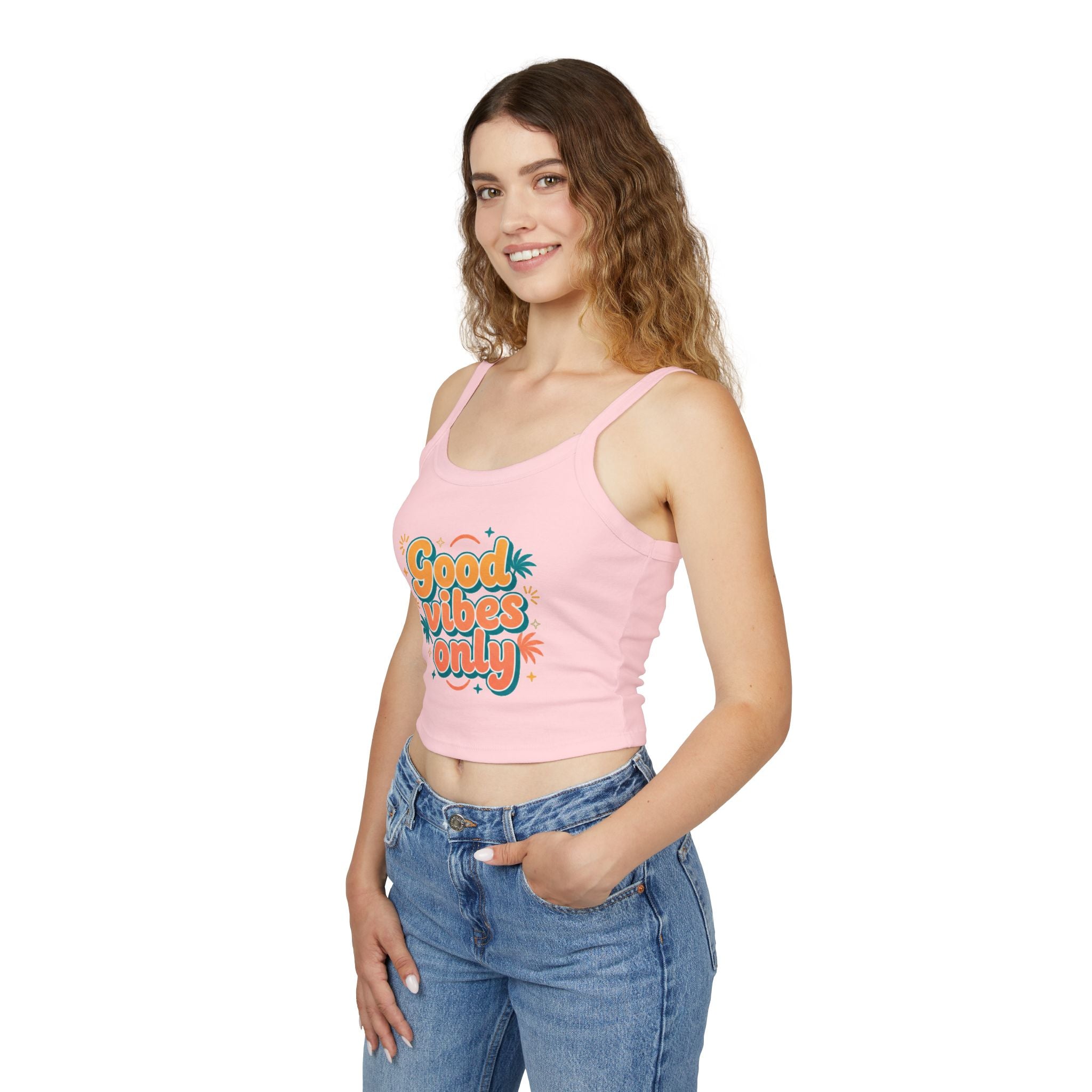 Good Vibes Only Spaghetti Tank — Women's Graphic Tank Top