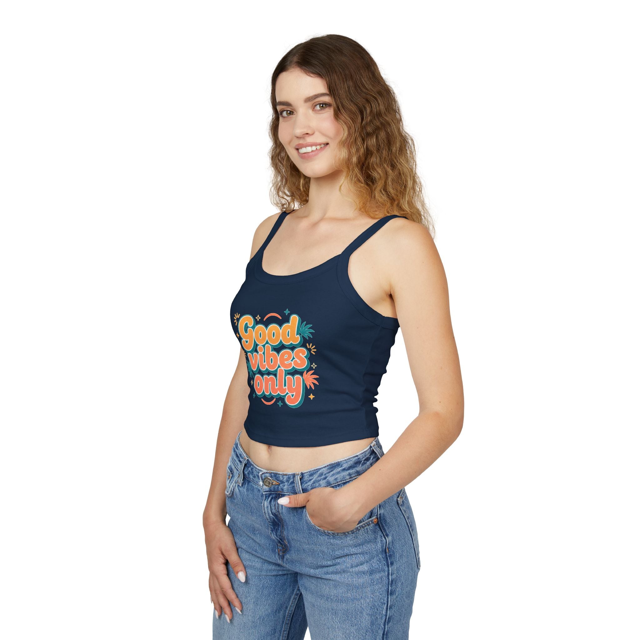 Good Vibes Only Spaghetti Tank — Women's Graphic Tank Top