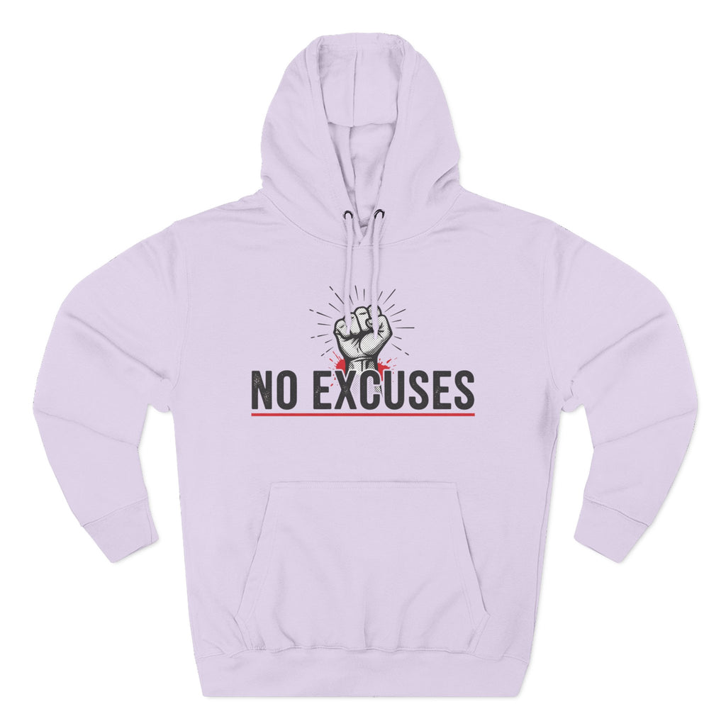 No Excuses Hoodie — Motivational Fist Graphic Pullover