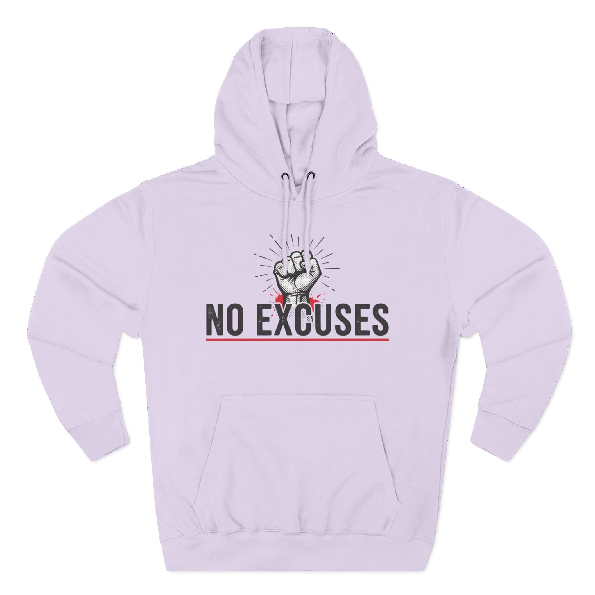 No Excuses Hoodie — Motivational Fist Graphic Pullover