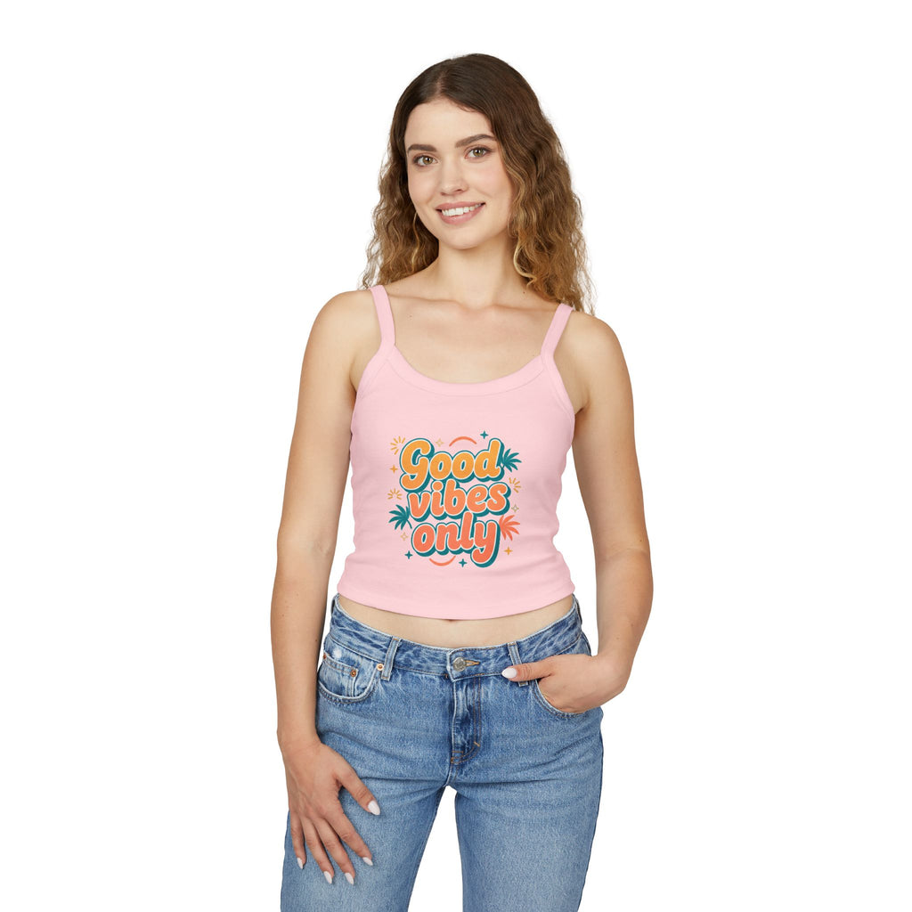 Good Vibes Only Spaghetti Tank — Women's Graphic Tank Top