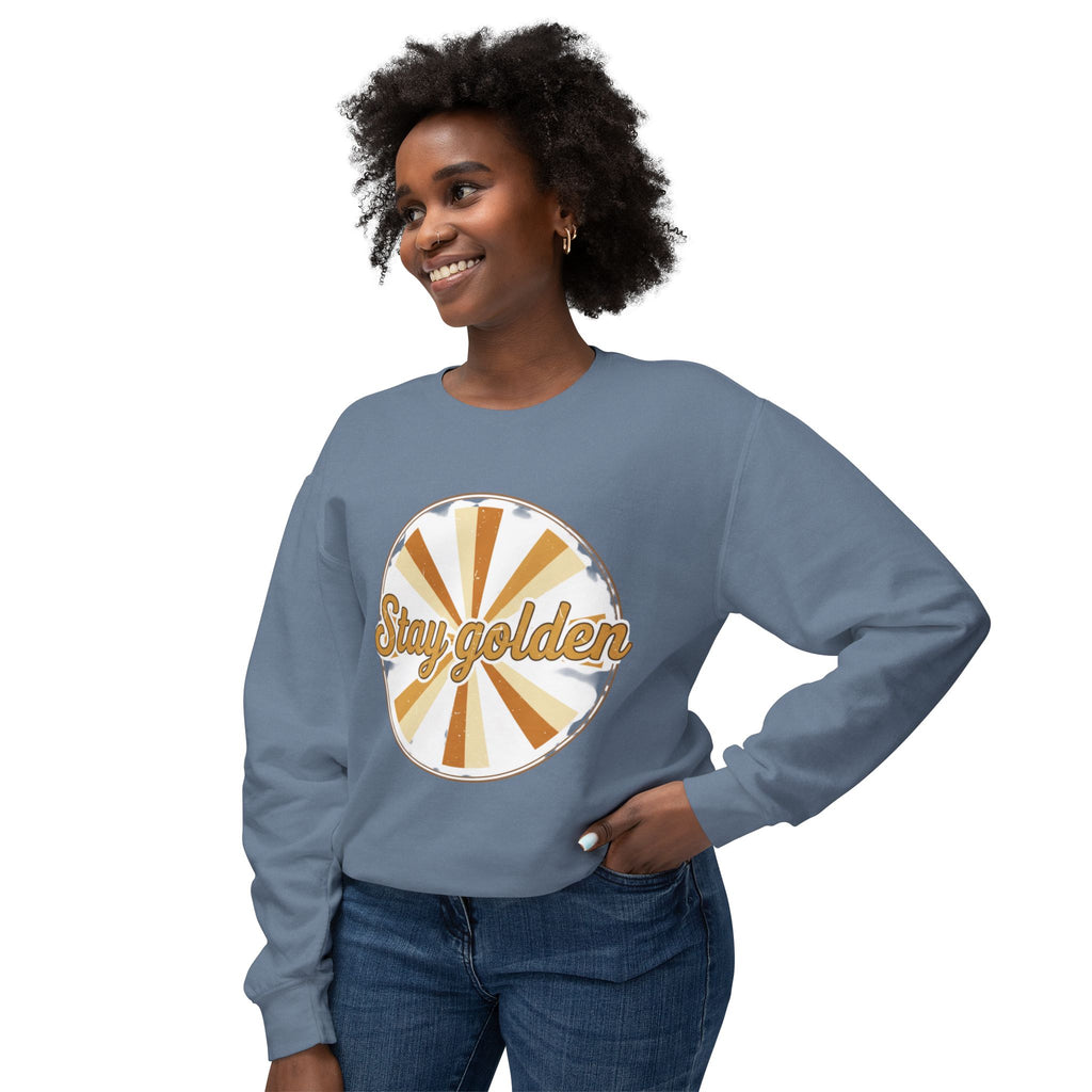Stay Golden Crewneck Sweatshirt — Retro Sunburst Graphic