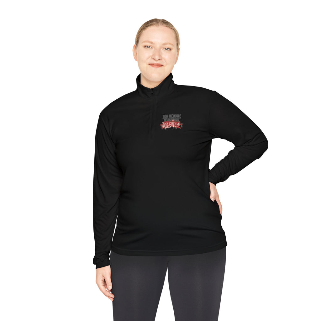 Quarter-Zip Pullover - Vintage ‘I Survived’ Graphic Chest Logo, Casual Retro Pullover