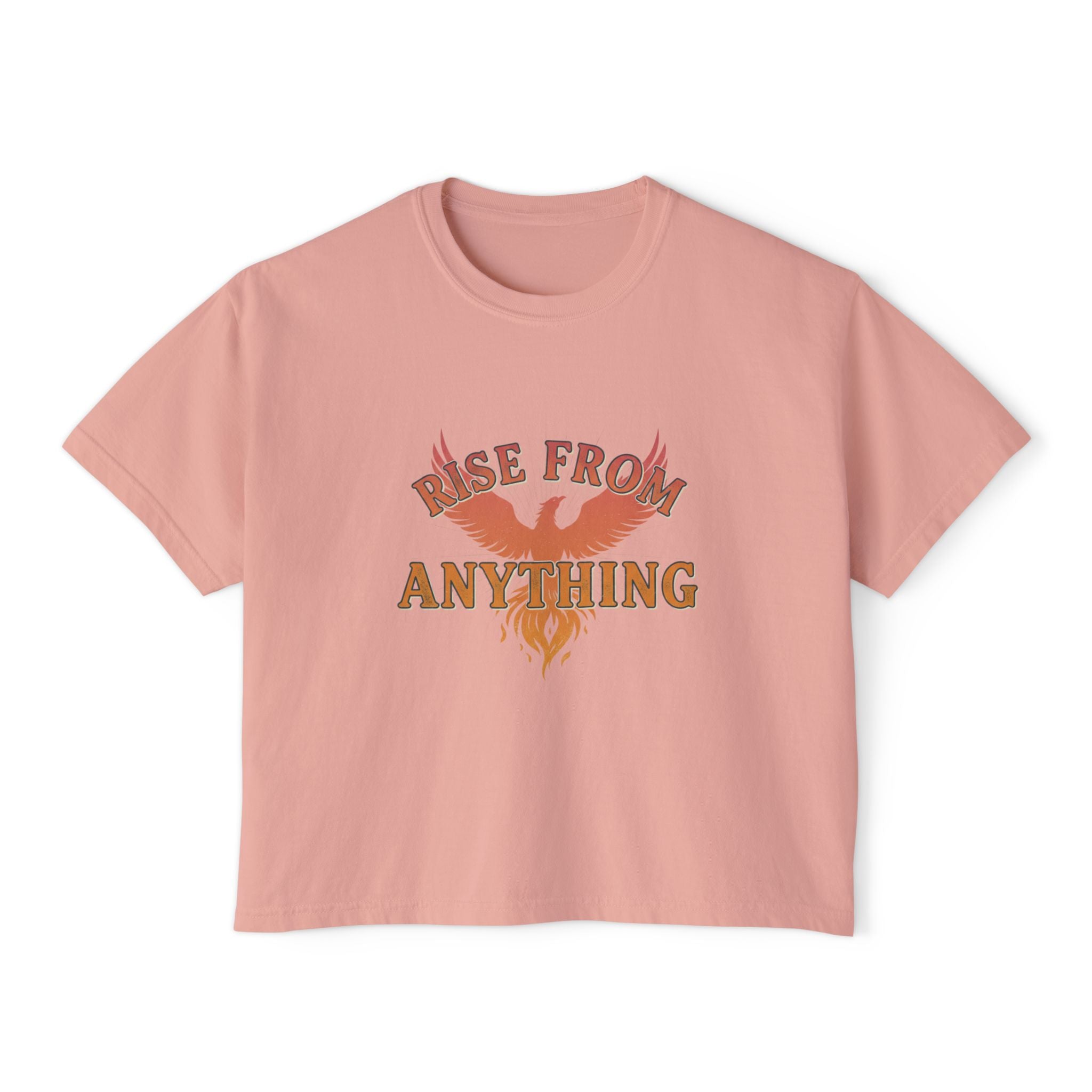 Rise From Anything Boxy Tee — Phoenix Graphic Inspirational Women's Crop T-Shirt