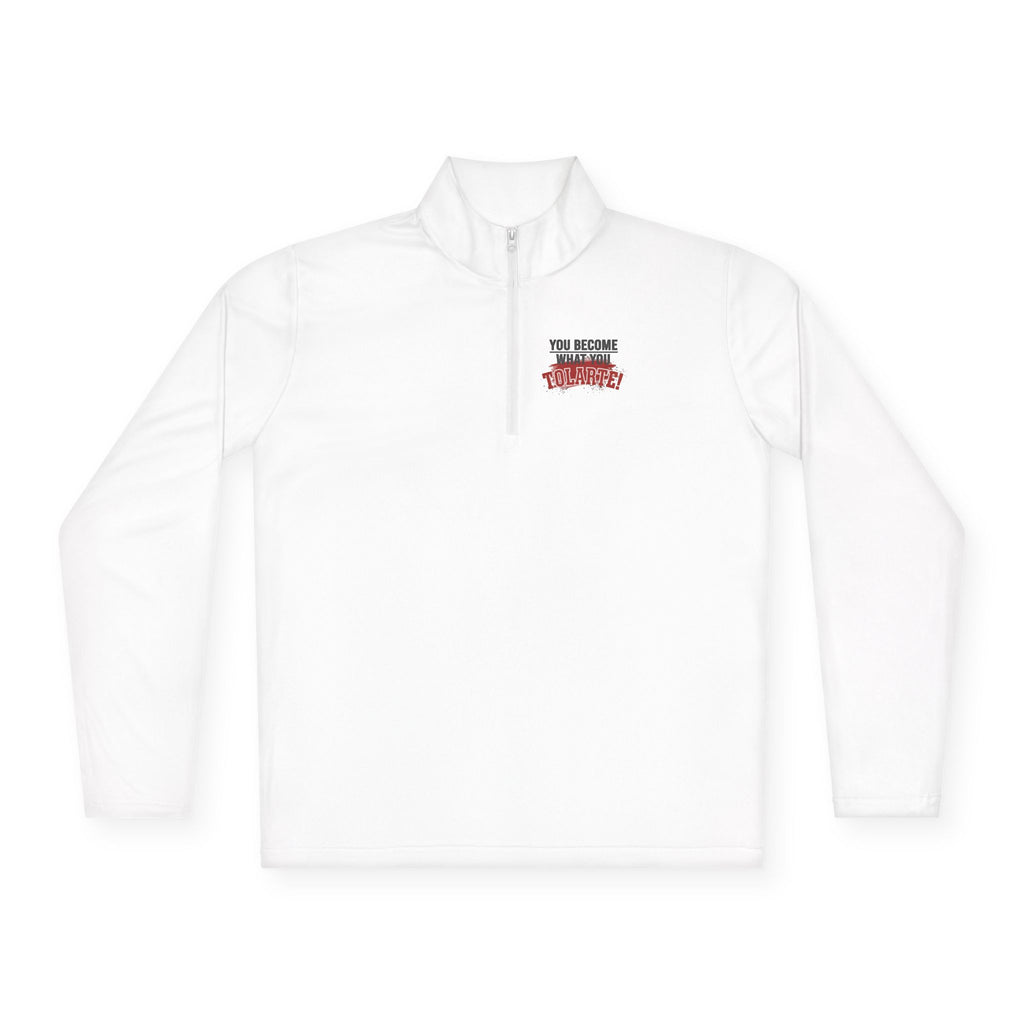 Quarter-Zip Pullover - Vintage ‘I Survived’ Graphic Chest Logo, Casual Retro Pullover