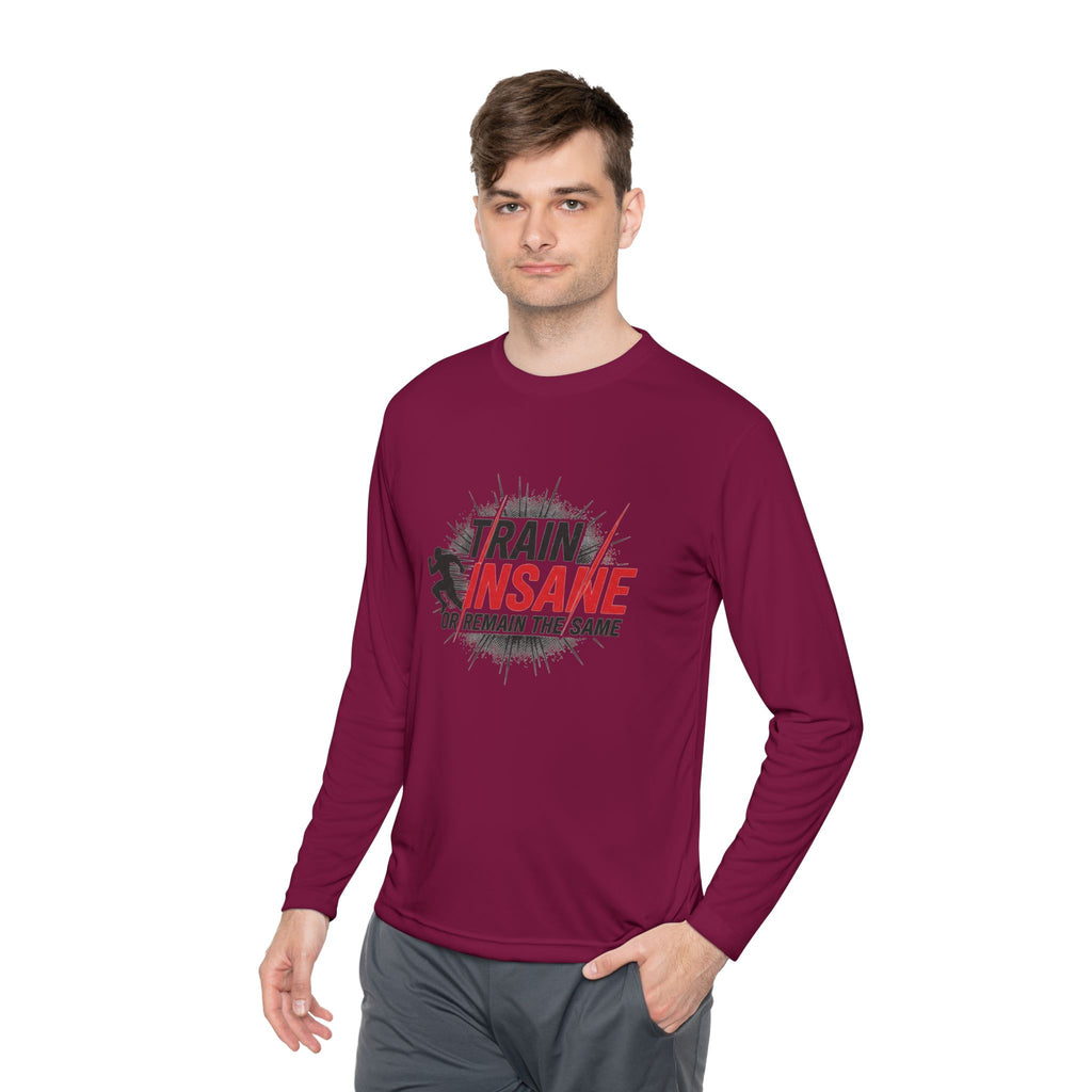Train Insane Long Sleeve Tee — Motivational Gym Workout Shirt