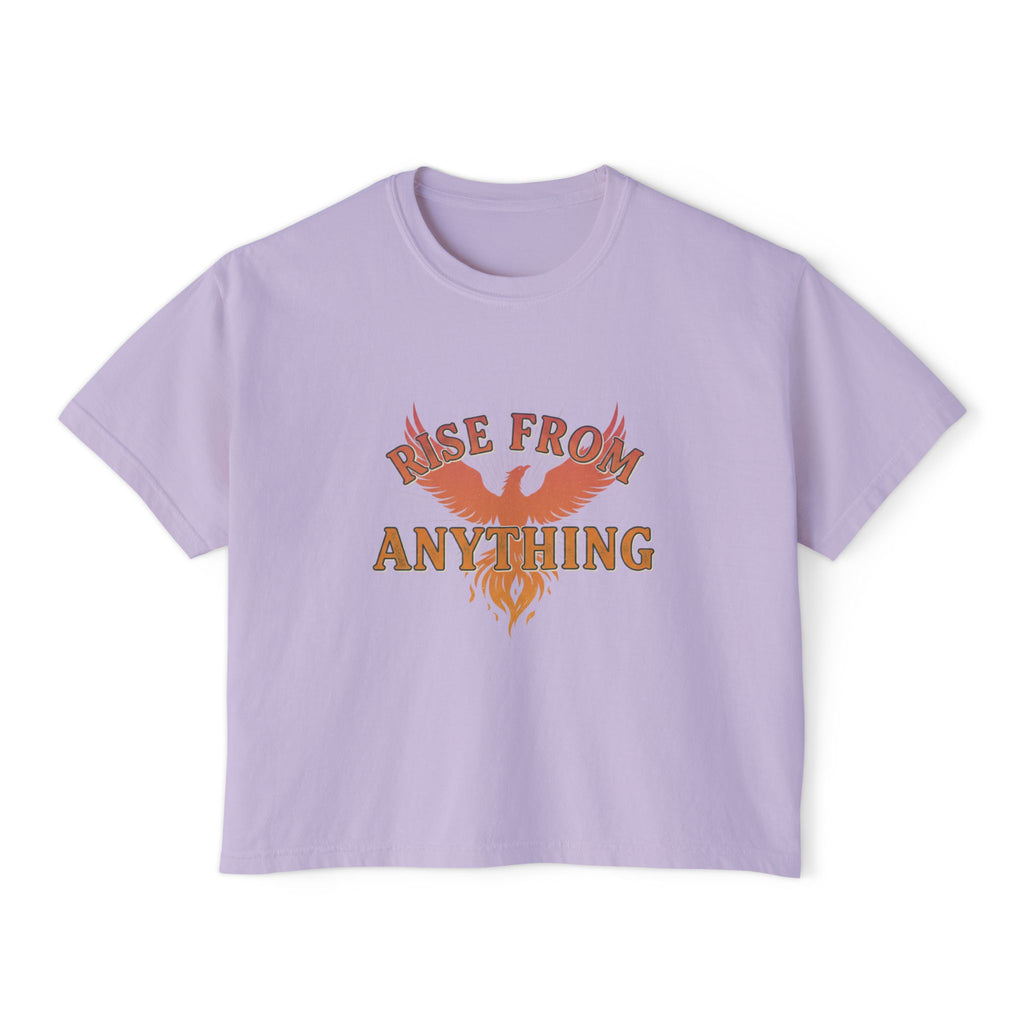 Rise From Anything Boxy Tee — Phoenix Graphic Inspirational Women's Crop T-Shirt