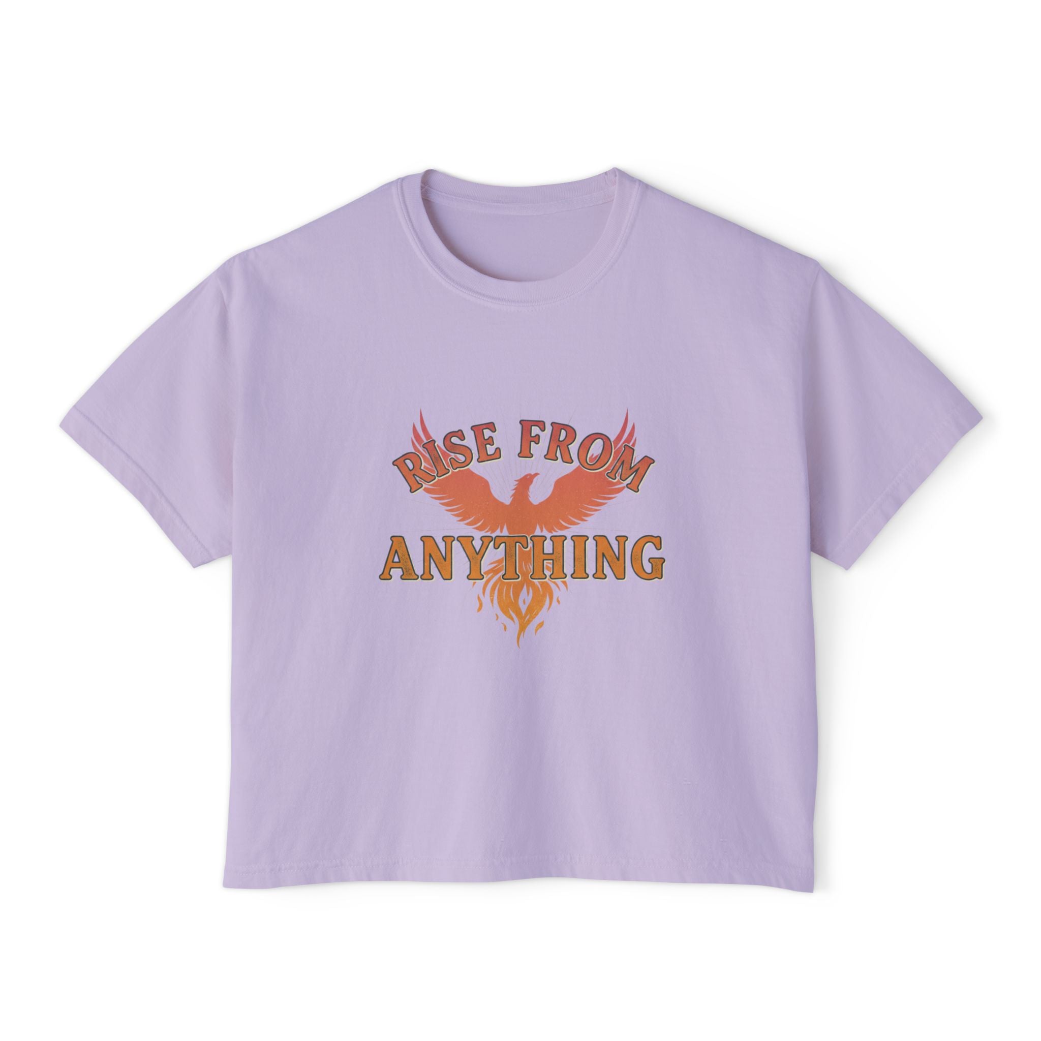 Rise From Anything Boxy Tee — Phoenix Graphic Inspirational Women's Crop T-Shirt