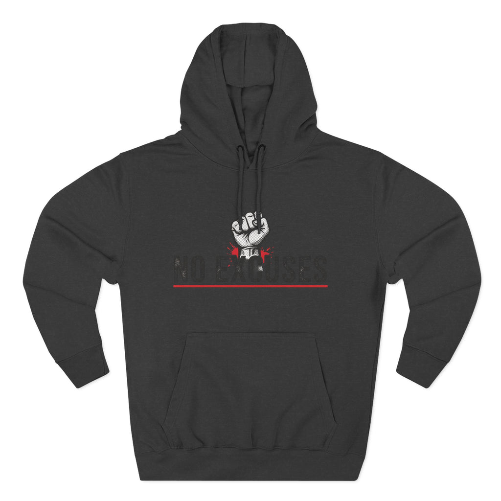 No Excuses Hoodie — Motivational Fist Graphic Pullover