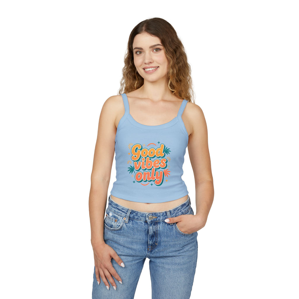Good Vibes Only Spaghetti Tank — Women's Graphic Tank Top