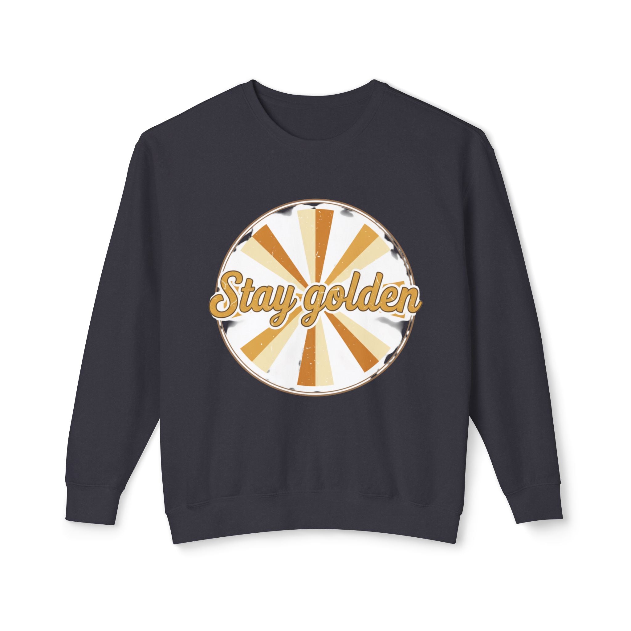Stay Golden Crewneck Sweatshirt — Retro Sunburst Graphic