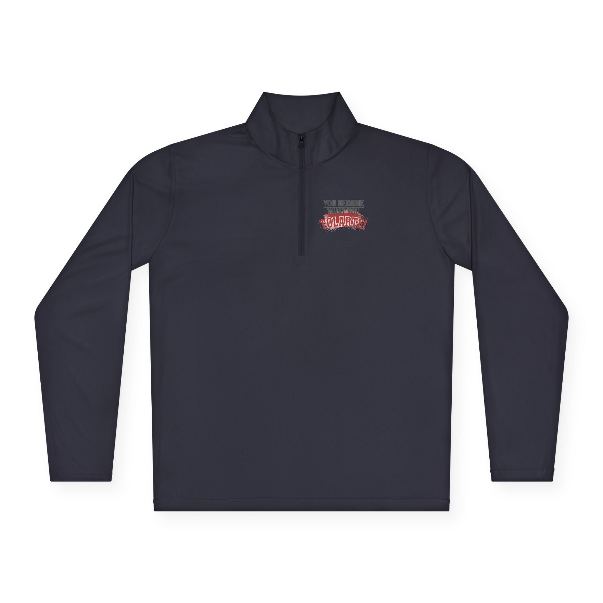 Quarter-Zip Pullover - Vintage ‘I Survived’ Graphic Chest Logo, Casual Retro Pullover