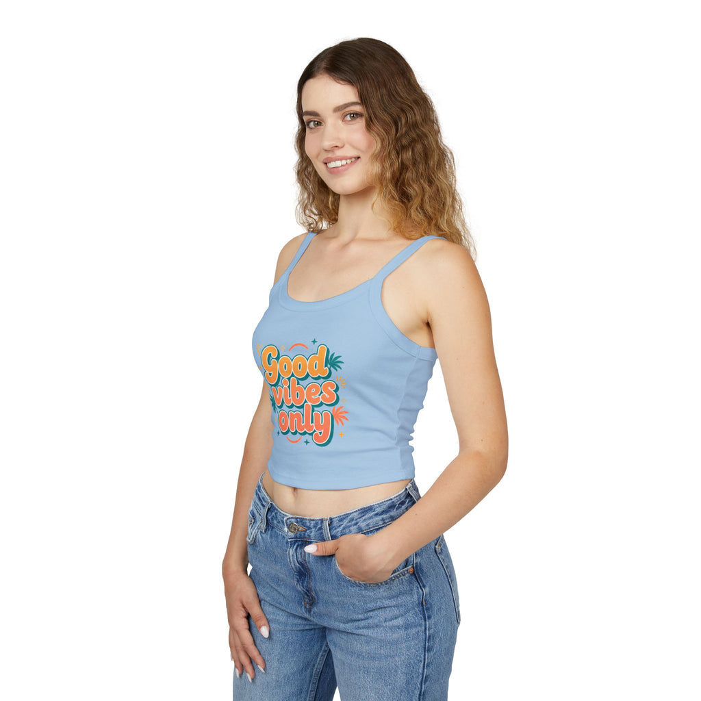 Good Vibes Only Spaghetti Tank — Women's Graphic Tank Top